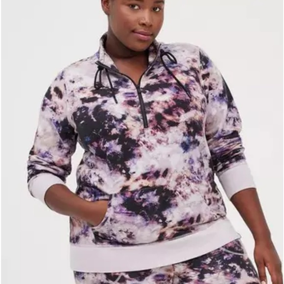 torrid Tops - Torrid Active Purple & Black Tie-Dye pullover sweatshirt with half zip 2X